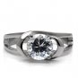 TK066 - High polished (no plating) Stainless Steel Ring with AAA Grade CZ in Clear