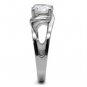 TK066 - High polished (no plating) Stainless Steel Ring with AAA Grade CZ in Clear