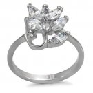 TK075 - High polished (no plating) Stainless Steel Ring with AAA Grade CZ in Clear