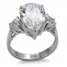 TK076 - High polished (no plating) Stainless Steel Ring with AAA Grade CZ in Clear