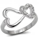 TK077 - High polished (no plating) Stainless Steel Ring with AAA Grade CZ in Clear