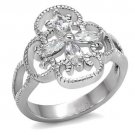 TK078 - High polished (no plating) Stainless Steel Ring with AAA Grade CZ in Clear