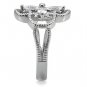 TK078 - High polished (no plating) Stainless Steel Ring with AAA Grade CZ in Clear