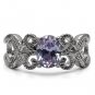 TK079 - High polished (no plating) Stainless Steel Ring with AAA Grade CZ in Light Amethyst