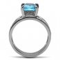 TK081 - High polished (no plating) Stainless Steel Ring with Synthetic Synthetic Glass in Sea Blue