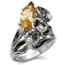 TK083 - High polished (no plating) Stainless Steel Ring with AAA Grade CZ in Champagne