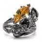 TK083 - High polished (no plating) Stainless Steel Ring with AAA Grade CZ in Champagne