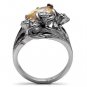 TK083 - High polished (no plating) Stainless Steel Ring with AAA Grade CZ in Champagne