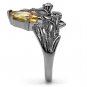 TK083 - High polished (no plating) Stainless Steel Ring with AAA Grade CZ in Champagne