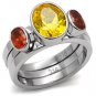 TK095 - High polished (no plating) Stainless Steel Ring with AAA Grade CZ in Multi Color
