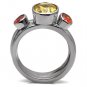 TK095 - High polished (no plating) Stainless Steel Ring with AAA Grade CZ in Multi Color