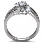 TK096 - High polished (no plating) Stainless Steel Ring with AAA Grade CZ in Clear