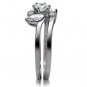 TK096 - High polished (no plating) Stainless Steel Ring with AAA Grade CZ in Clear