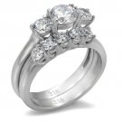 TK098 - High polished (no plating) Stainless Steel Ring with AAA Grade CZ in Clear