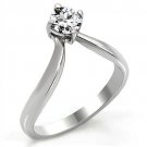 TK0W260 - High polished (no plating) Stainless Steel Ring with AAA Grade CZ in Clear