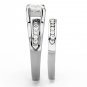 TK0W383 - High polished (no plating) Stainless Steel Ring with AAA Grade CZ in Clear