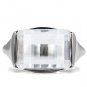 TK100 - High polished (no plating) Stainless Steel Ring with AAA Grade CZ in Clear