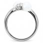 TK101 - High polished (no plating) Stainless Steel Ring with Milky CZ in White