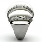 TK1011 - High polished (no plating) Stainless Steel Ring with Top Grade Crystal in Black Diamond