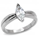 TK103 - High polished (no plating) Stainless Steel Ring with AAA Grade CZ in Clear