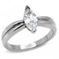 TK103 - High polished (no plating) Stainless Steel Ring with AAA Grade CZ in Clear