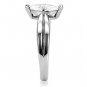 TK103 - High polished (no plating) Stainless Steel Ring with AAA Grade CZ in Clear