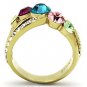 TK1031 - IP Gold(Ion Plating) Stainless Steel Ring with Top Grade Crystal in Multi Color