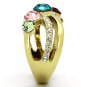 TK1031 - IP Gold(Ion Plating) Stainless Steel Ring with Top Grade Crystal in Multi Color