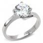 TK104 - High polished (no plating) Stainless Steel Ring with AAA Grade CZ in Clear