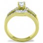 TK10528G - IP Gold(Ion Plating) Stainless Steel Ring with AAA Grade CZ in Clear