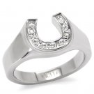 TK10616 - High polished (no plating) Stainless Steel Ring with Top Grade Crystal in Clear