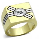 TK1065 - Two-Tone IP Gold (Ion Plating) Stainless Steel Ring with Top Grade Crystal in Clear