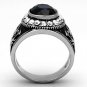 TK1075 - High polished (no plating) Stainless Steel Ring with Synthetic Synthetic Glass in Montana