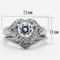 TK1087 - High polished (no plating) Stainless Steel Ring with AAA Grade CZ in Clear