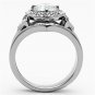 TK1087 - High polished (no plating) Stainless Steel Ring with AAA Grade CZ in Clear