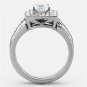 TK1088 - High polished (no plating) Stainless Steel Ring with AAA Grade CZ in Clear