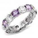 TK109 - High polished (no plating) Stainless Steel Ring with AAA Grade CZ in Amethyst