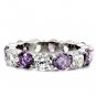 TK109 - High polished (no plating) Stainless Steel Ring with AAA Grade CZ in Amethyst
