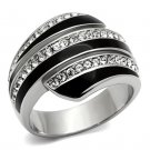 TK1134 - High polished (no plating) Stainless Steel Ring with Top Grade Crystal in Clear