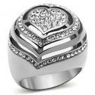 TK1141 - High polished (no plating) Stainless Steel Ring with Top Grade Crystal in Clear