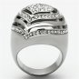 TK1141 - High polished (no plating) Stainless Steel Ring with Top Grade Crystal in Clear