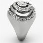 TK1141 - High polished (no plating) Stainless Steel Ring with Top Grade Crystal in Clear
