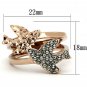 TK1165 - Two-Tone IP Rose Gold Stainless Steel Ring with Top Grade Crystal in Black Diamond