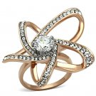 TK1170 - Two-Tone IP Rose Gold Stainless Steel Ring with AAA Grade CZ in Clear
