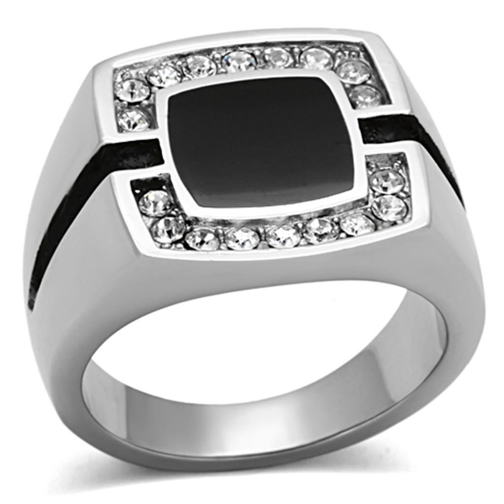 TK1183 - High polished (no plating) Stainless Steel Ring with Top Grade Crystal in Clear