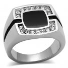 TK1183 - High polished (no plating) Stainless Steel Ring with Top Grade Crystal in Clear