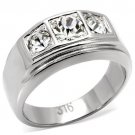 TK119 - High polished (no plating) Stainless Steel Ring with Top Grade Crystal in Clear