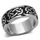 TK1197 - High polished (no plating) Stainless Steel Ring with Epoxy in Jet