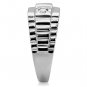 TK120 - High polished (no plating) Stainless Steel Ring with AAA Grade CZ in Clear