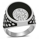 TK1200 - High polished (no plating) Stainless Steel Ring with Top Grade Crystal in Clear